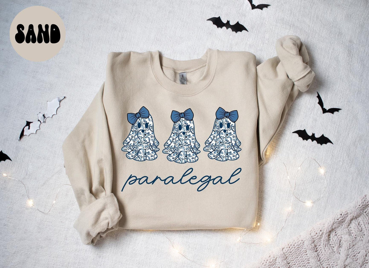 Paralegal French Blue Toile Halloween Ghosts Coquette Floral Sweatshirt Gifts for Her Funny Sweater Shirt Cozy Comfy Unique Sweatshirt – Cozy Vibes · Top Pick For Any Outfit