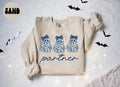 Partner Law Firm French Blue Toile Halloween Ghosts Coquette Floral Sweatshirt Gifts for Her Funny Sweater Shirt Cozy Comfy Unique Sweatshirt – Bold Style · High-Quality Print