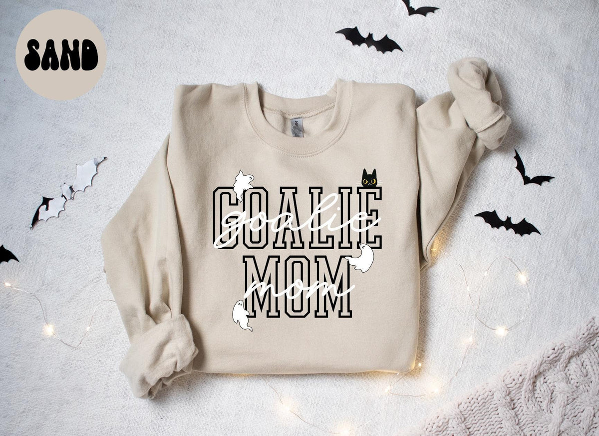 Goalie Mom Halloween Ghost Cat Sweatshirt Gifts for Her Funny Sweater Shirt Cozy Comfy Unique Sweatshirt – Everyday Comfort · Trending Graphic Apparel