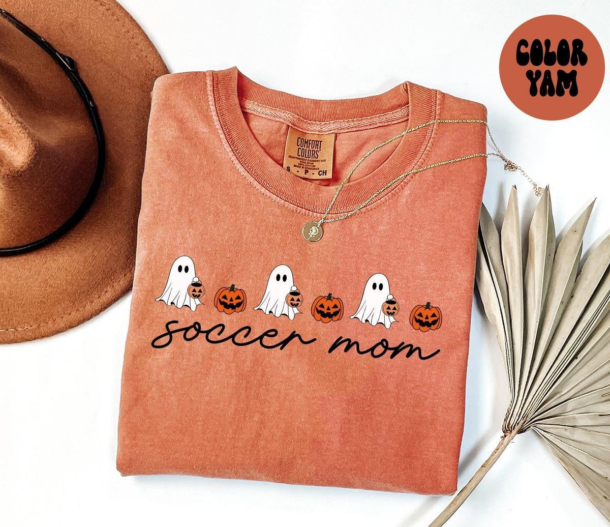 Soccer Mom Halloween Ghost Pumpkin Shirt Gifts Comfort Colors Tshirt Crewneck Tee Crew Neck Men Women Graphic Tee – Feel-Good Design · Great Gift For Fans