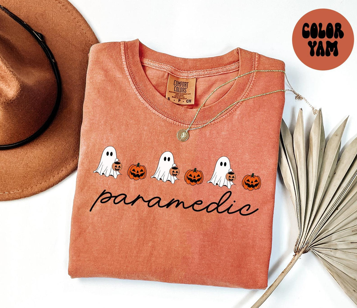 Paramedic Halloween Ghost Pumpkin Shirt Gifts Comfort Colors Tshirt Crewneck Tee Crew Neck Men Women Graphic Tee – Everyday Comfort · Must-Have Style