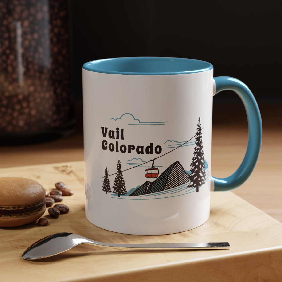 Vail Colorado Retro Snow Skiing Mountain 11 oz Mug Ski Lodge Decor Coffee Cup Mountain Gondola Lover Gift Retro Skiing Mug Graphic Tee – Aesthetic Look · High-Quality Print