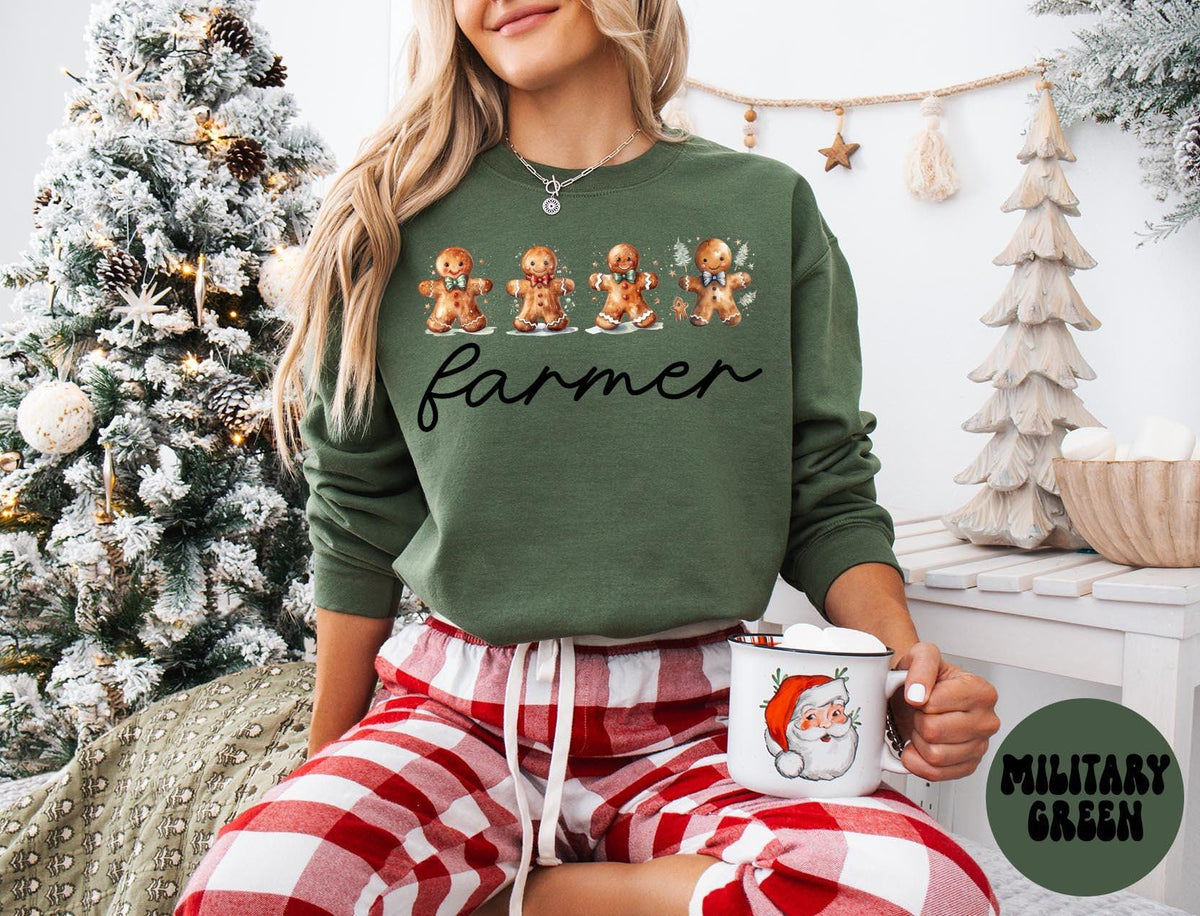 Farmer Sweatshirt Farmer Christmas Sweatshirt Gifts for Her Gingerbread Man Crewneck Funny Sweater Shirt Cozy Unique Sweatshirt – Easygoing Wear · Great Gift For Fans