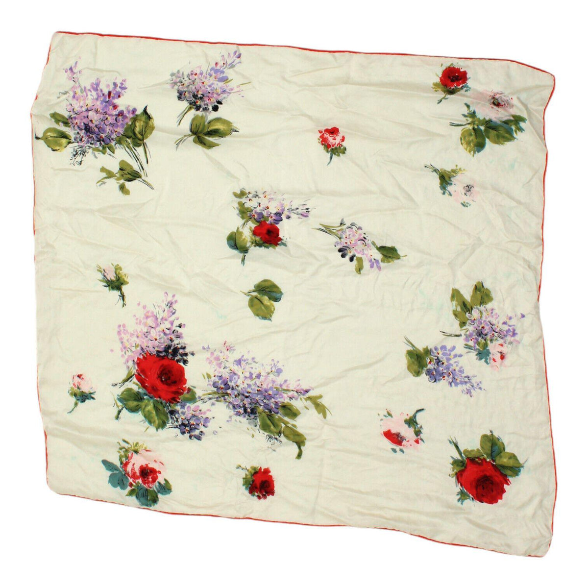 Vintage Womens White Floral Foulard Scarf Luxury High End Flowers VTG Graphic Tee – Soft Feel · High-Quality Print