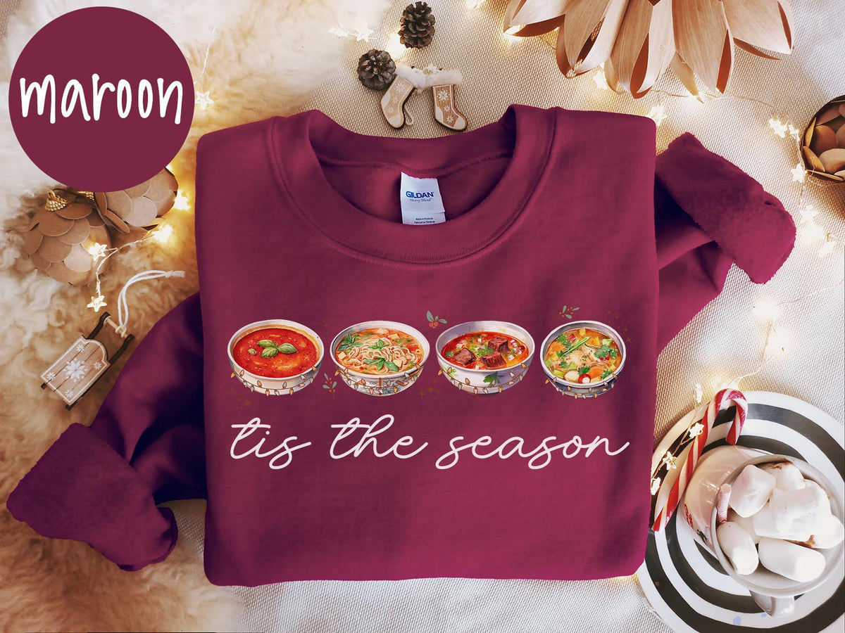 Soup Christmas Sweatshirt Ramen Sweatshirt Tomato Soup Gifts Jumper Shirt Crewneck Long Sleeve Cozy Sweatshirt – Aesthetic Look · Must-Have Style