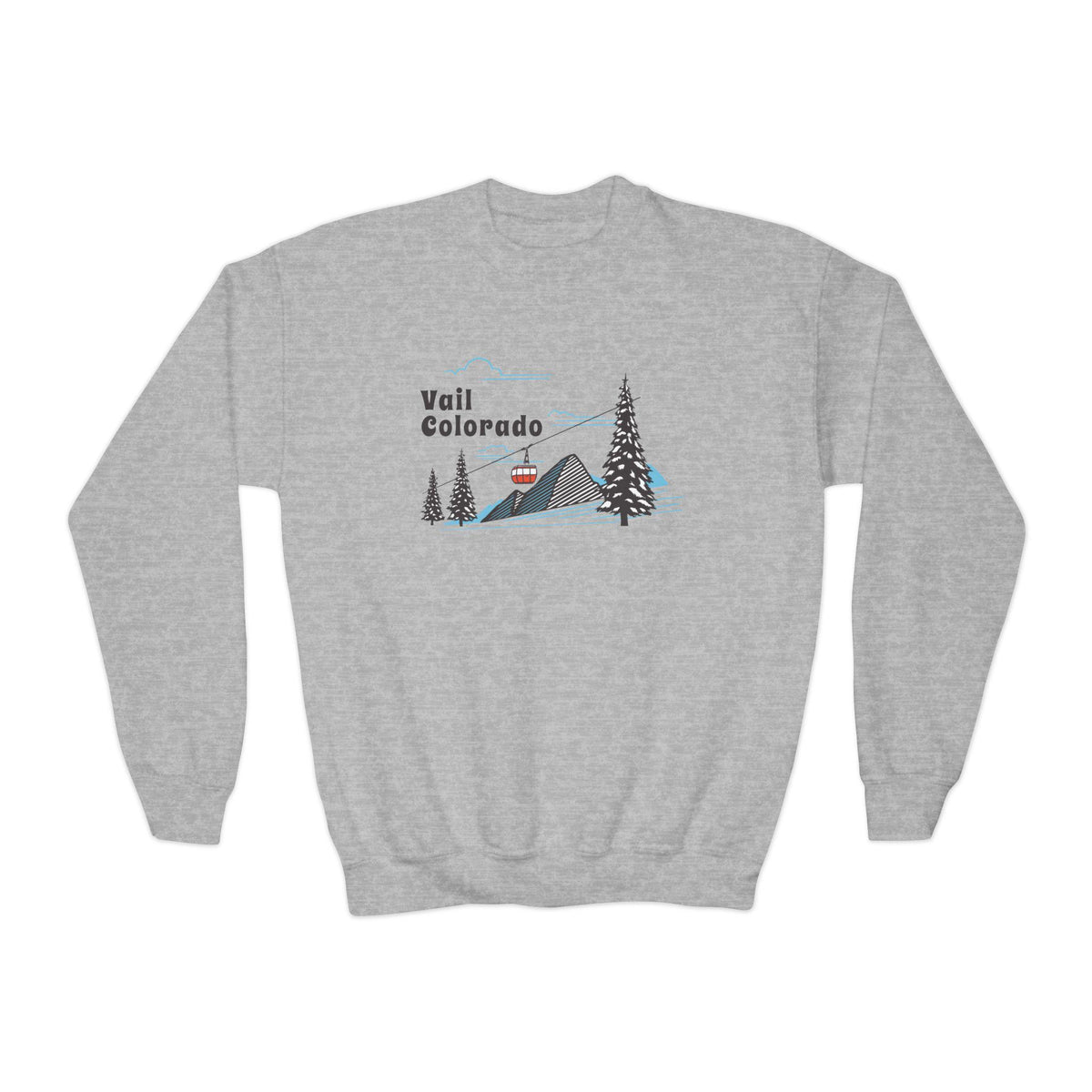 Vail Colorado Youth Crewneck Sweatshirt Unisex Kid39s Vail Colorado Jumper Child39s Snow Ski Gondola Pullover Mountain Lover Kid Sweater Sweatshirt – Soft Feel · High-Quality Print
