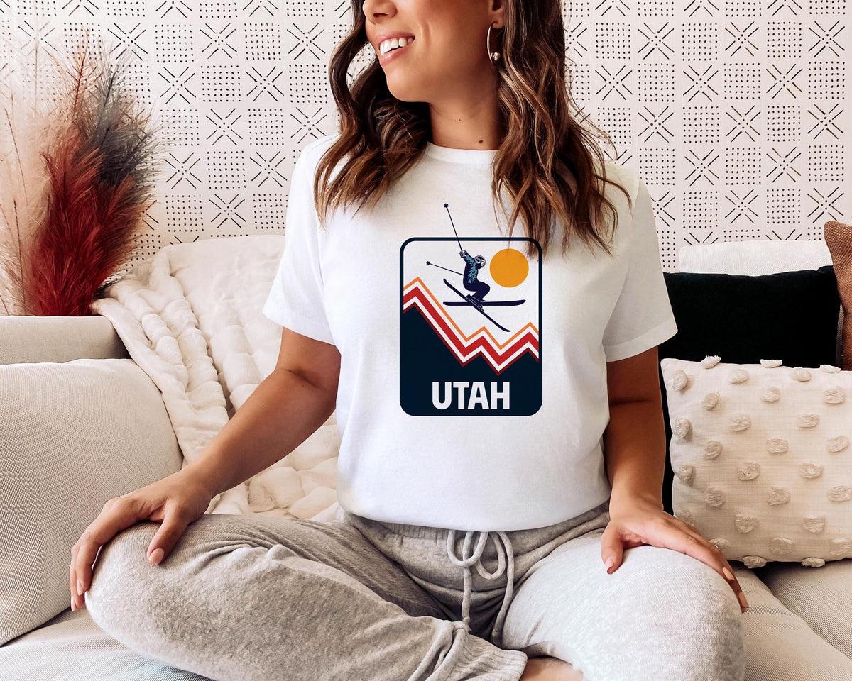 Utah TShirt Snow Ski Jump Unisex Utah Shirt Personalization Available Graphic Tee – Feel-Good Design · Perfect For Daily Wear