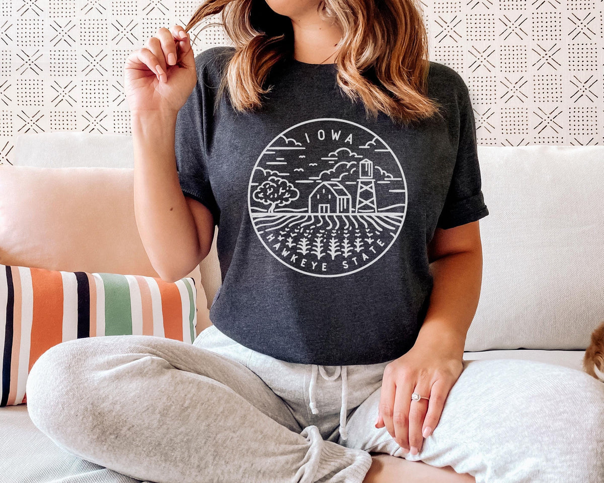Iowa Shirt State Design Adult Unisex Iowa T Shirt Personalization Available Graphic Tee – Cozy Vibes · Great Gift For Fans