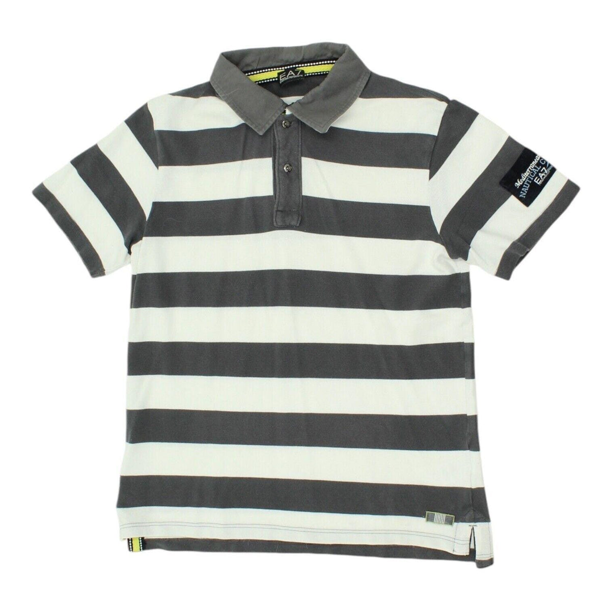 EA7 Emporio Armani Mens Grey Striped Polo Shirt Vintage High End Designer VTG Graphic Tee – Soft Feel · Must-Have Style