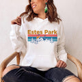 Estes Park Hoodie Retro Mountain Sun Unisex Estes Park Hoodie Sweatshirt Personalization Available Hoodie – Everyday Comfort · High-Quality Print