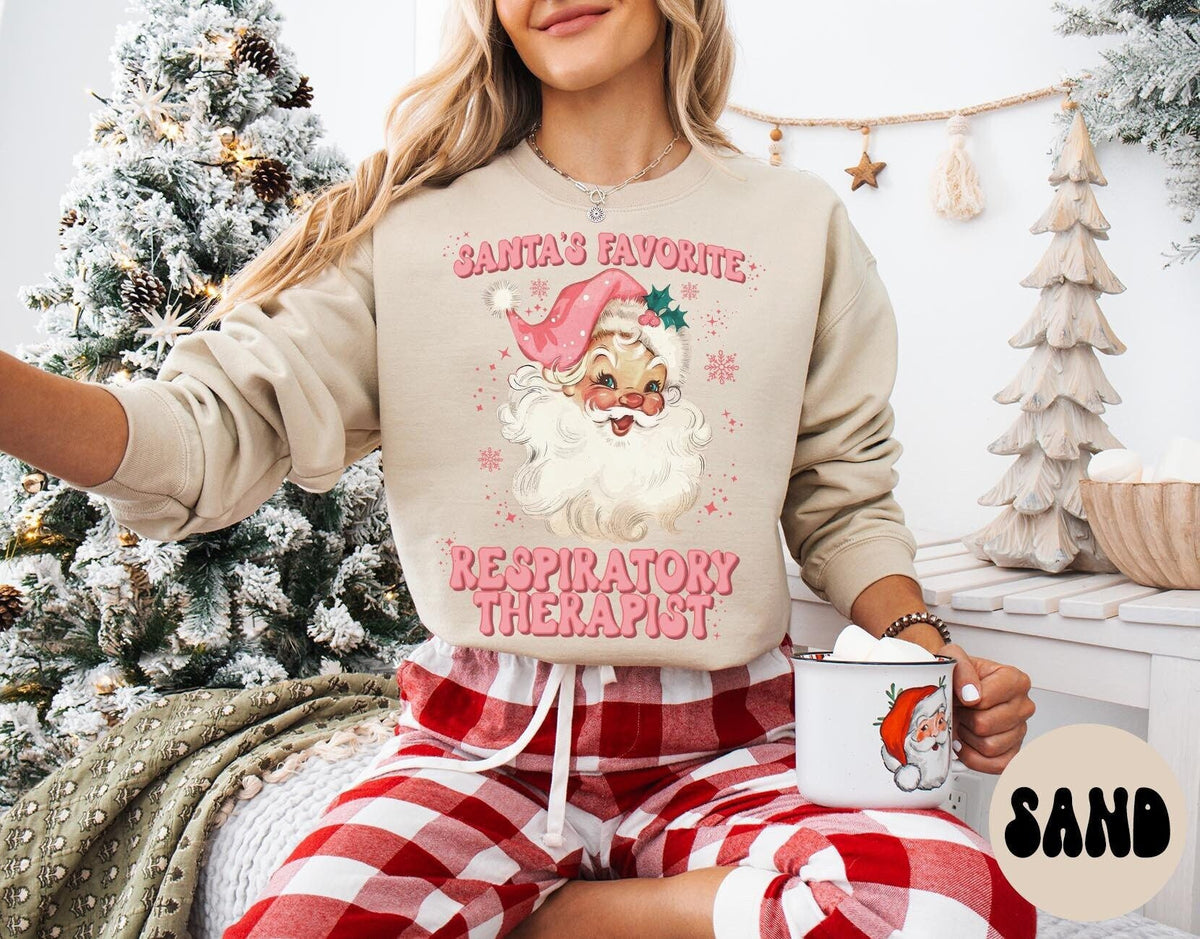 Respiratory Therapist Christmas Sweatshirt Respiratory Therapist Christmas Gifts Santa Pink Christmas Crewneck Sweater Shirt Women Sweatshirt – Feel-Good Design · Great Gift For Fans