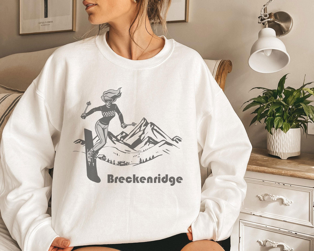 Breckenridge Colorado Sweatshirt Retro Ski Unisex Breckenridge Sweatshirt Personalization Available Sweatshirt – Cozy Vibes · Trending Graphic Apparel