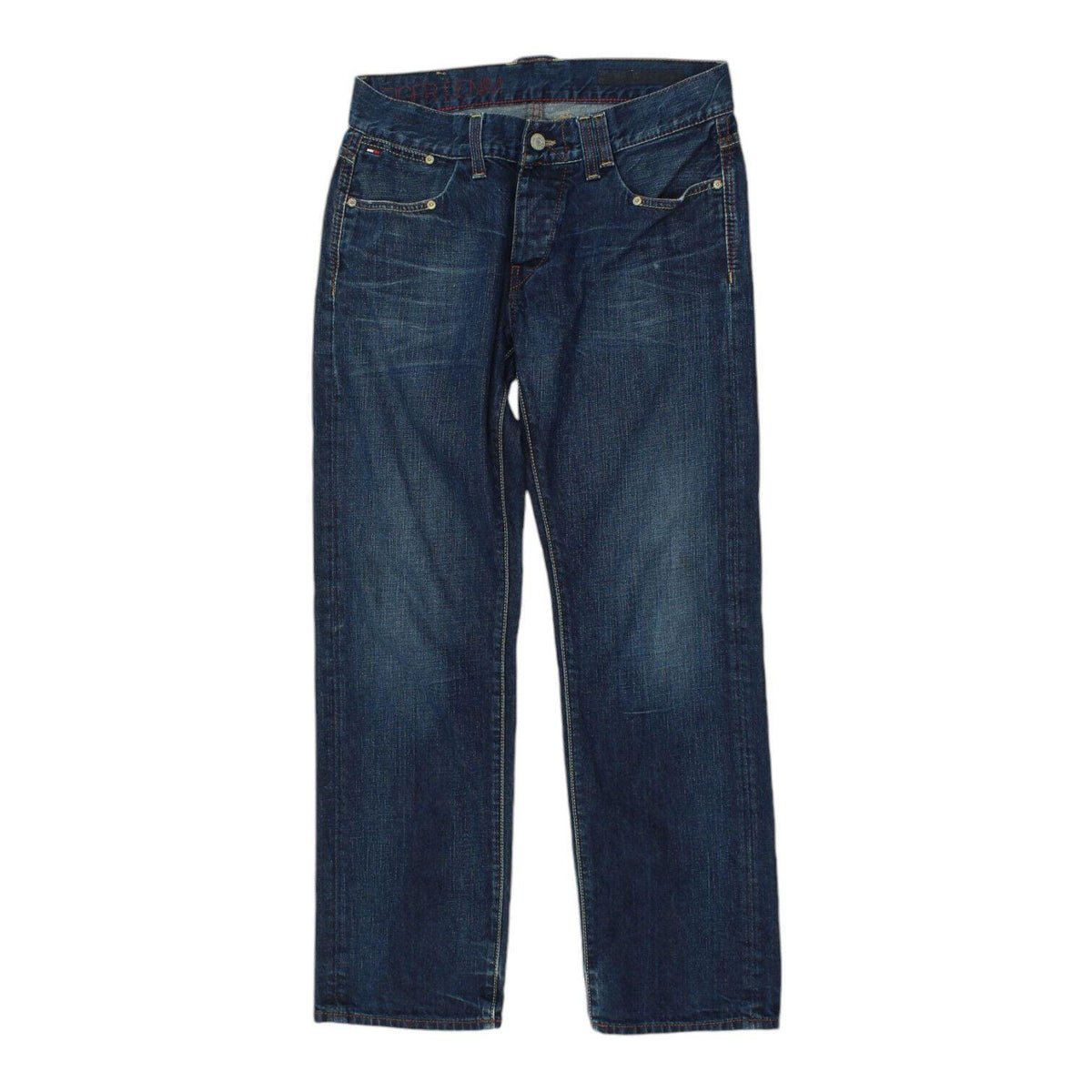 Tommy Hilfiger Mens Blue Straight Leg Jeans Vintage High End Designer Denim Graphic Tee – Fan Favorite · Great Gift For Fans