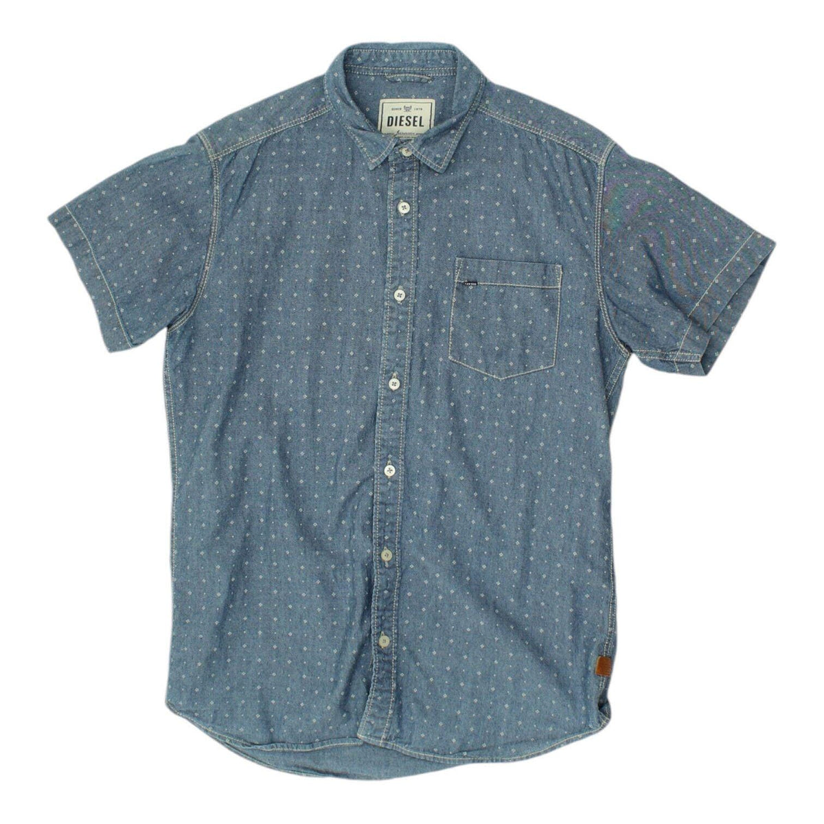 Diesel Mens Blue Short Sleeve Shirt Vintage High End Designer Casual VTG Graphic Tee – Easygoing Wear · High-Quality Print