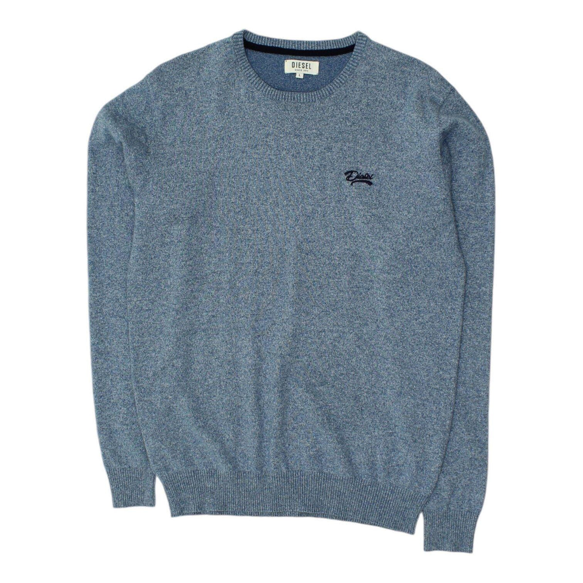 Diesel Mens Blue Knit Crew Neck Jumper Vintage High End Designer Sweater VTG Graphic Tee – Warm & Stylish · High-Quality Print