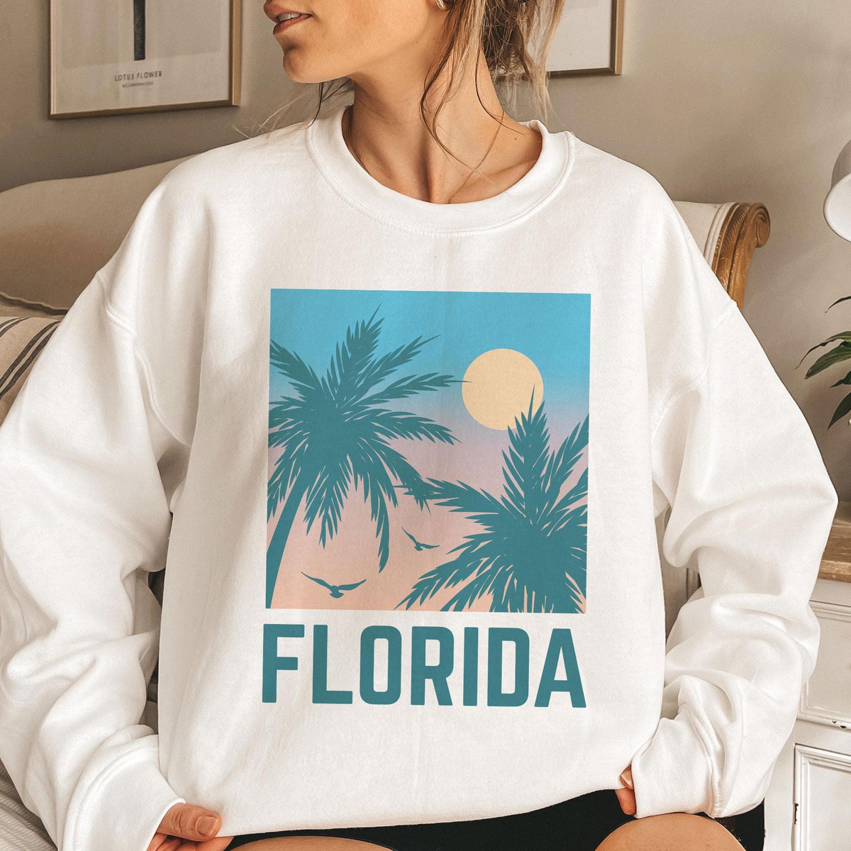 Florida Sweatshirt Unisex Retro Beach Florida Crewneck Sweatshirt Personalization Available Sweatshirt – Easygoing Wear · Trending Graphic Apparel