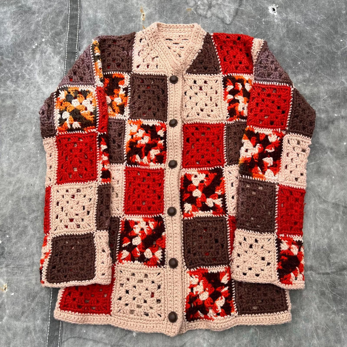 Vintage 70s Handmade Crochet Patterned Button Up Jacket Graphic Tee – Fan Favorite · High-Quality Print