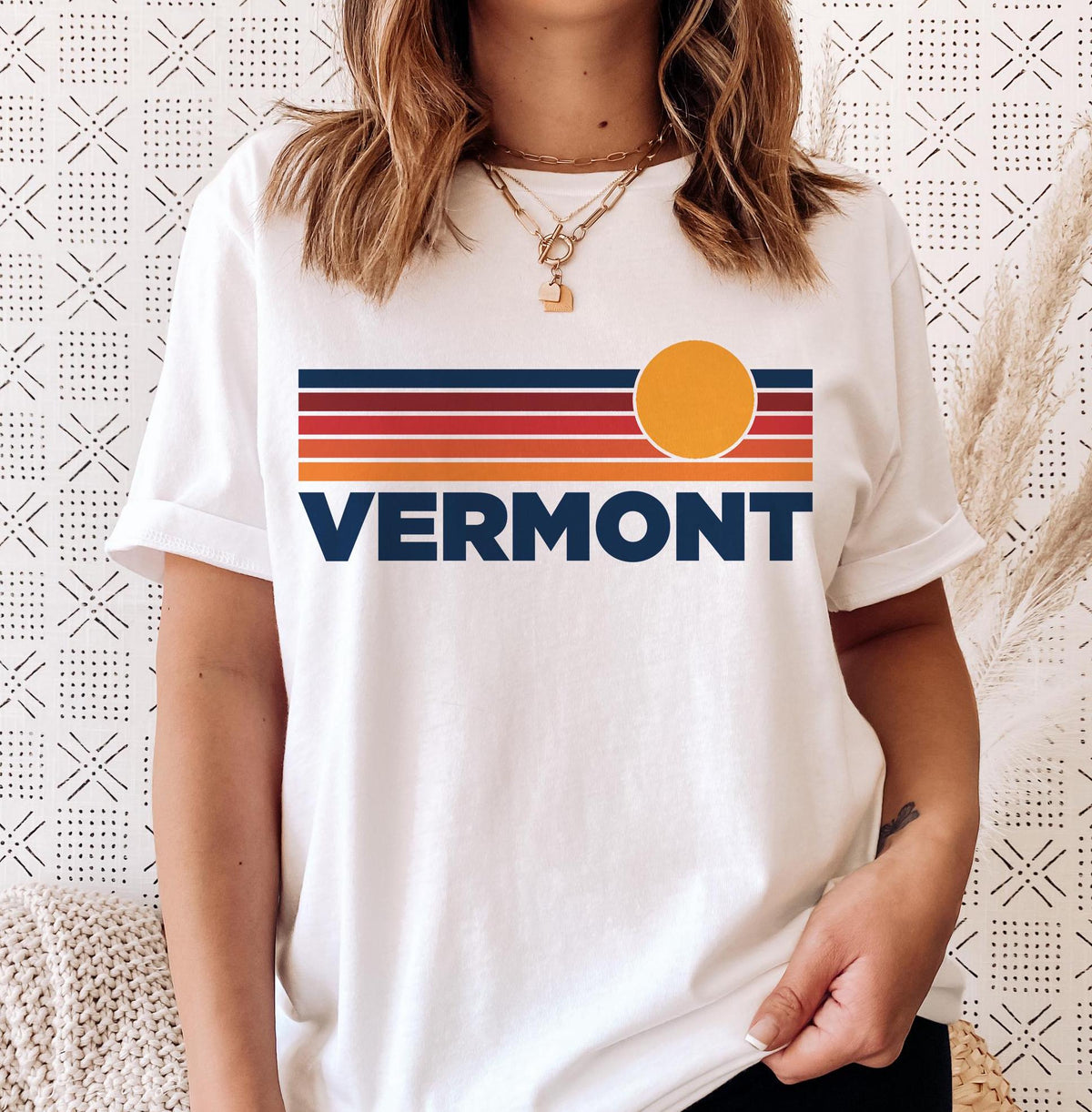 Vermont TShirt Retro Sun Ombre Unisex Tee Vintage Vermont Tee Mountain Sun Tee Vermont Souvenir Shirt Personalization Available Graphic Tee – Warm & Stylish · Great Gift For Fans