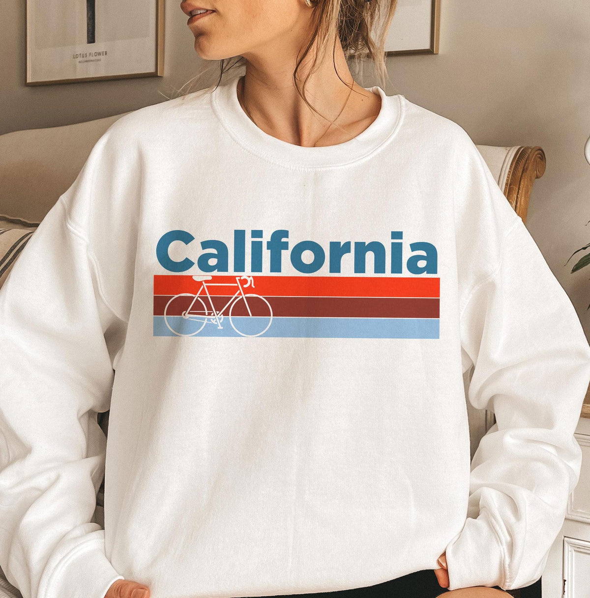California Sweatshirt Retro Bike Unisex Adult Crewneck California Sweatshirt Personalization Available Sweatshirt – Cozy Vibes · Trending Graphic Apparel