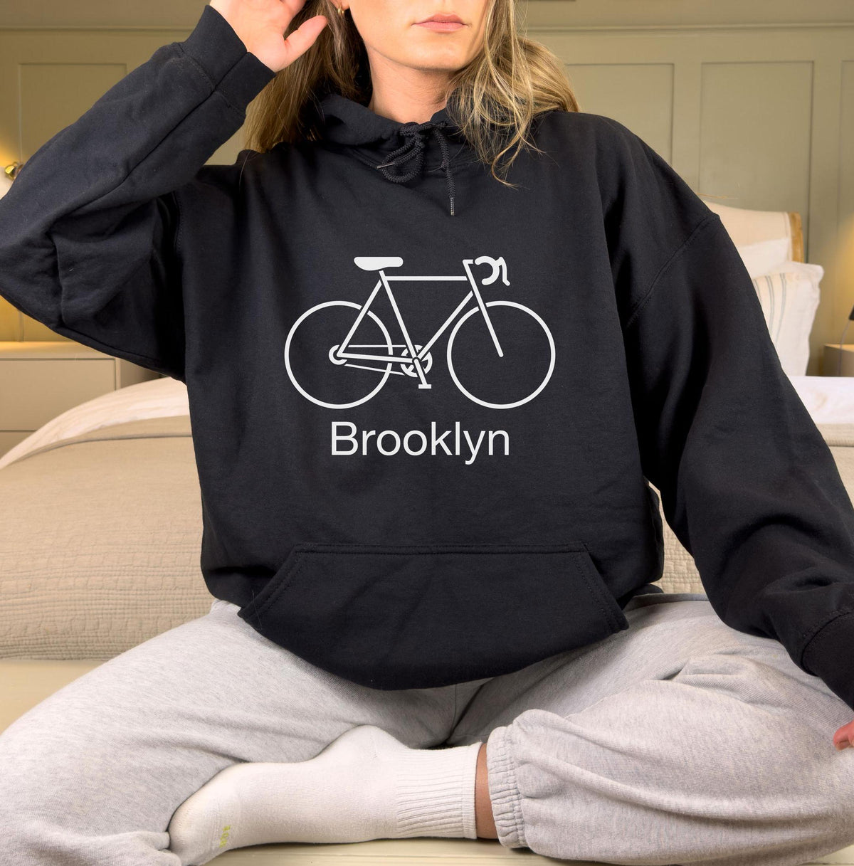 Brooklyn New York Hoodie Retro Bicycle Adult Unisex Brooklyn Sweatshirt Personalization Available Hoodie – Feel-Good Design · High-Quality Print