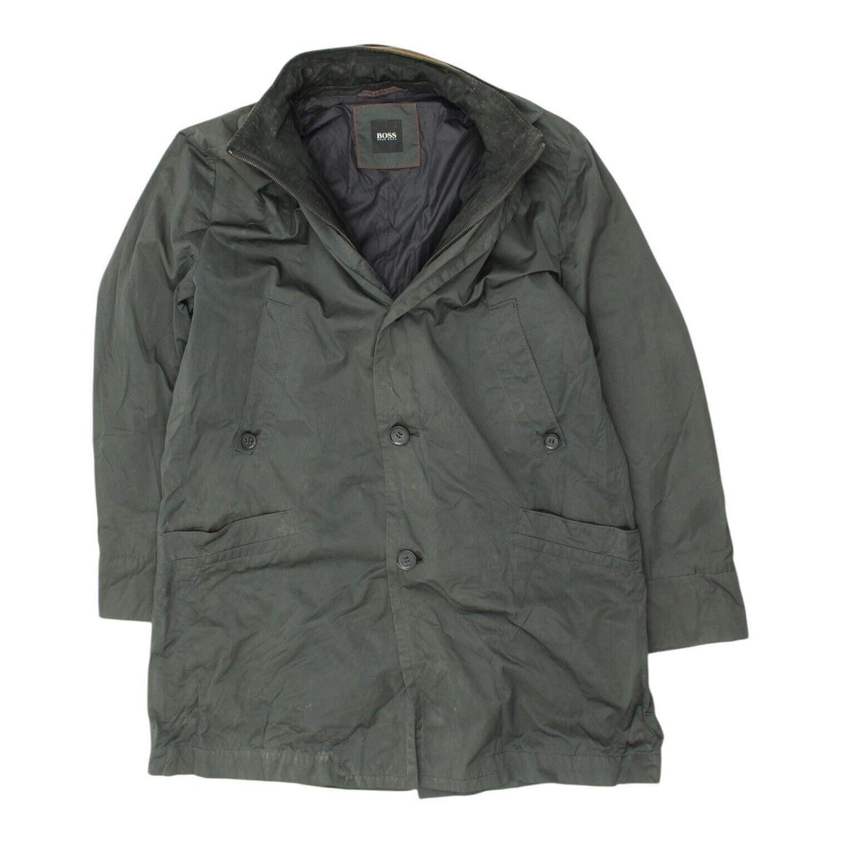 Hugo Boss Mens Green Grey Coat Vintage High End Designer Jacket VTG Graphic Tee – Aesthetic Look · Top Pick For Any Outfit