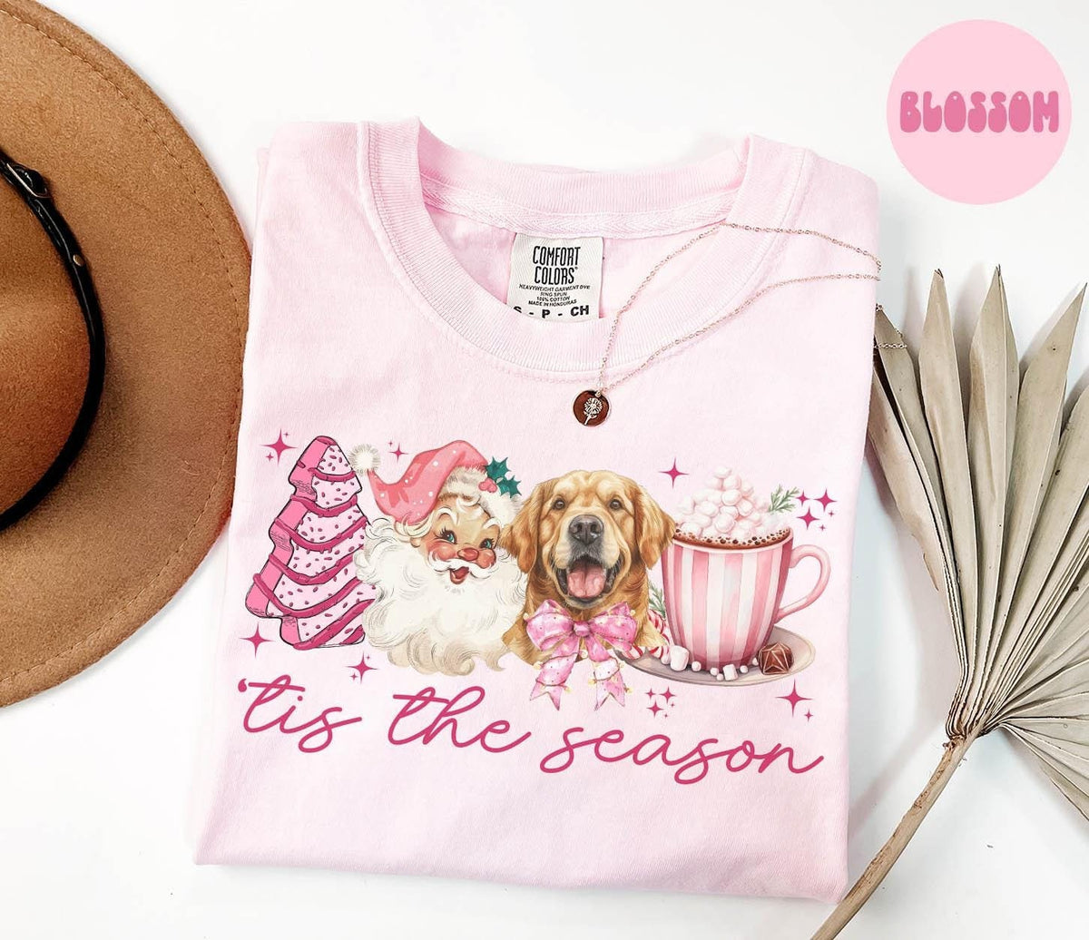 Golden Retriever Dog Christmas Shirt Golden Retriever Dog Christmas Gifts Pink Christmas Tshirt Tee Women Graphic Tee – Premium Graphic · Great Gift For Fans