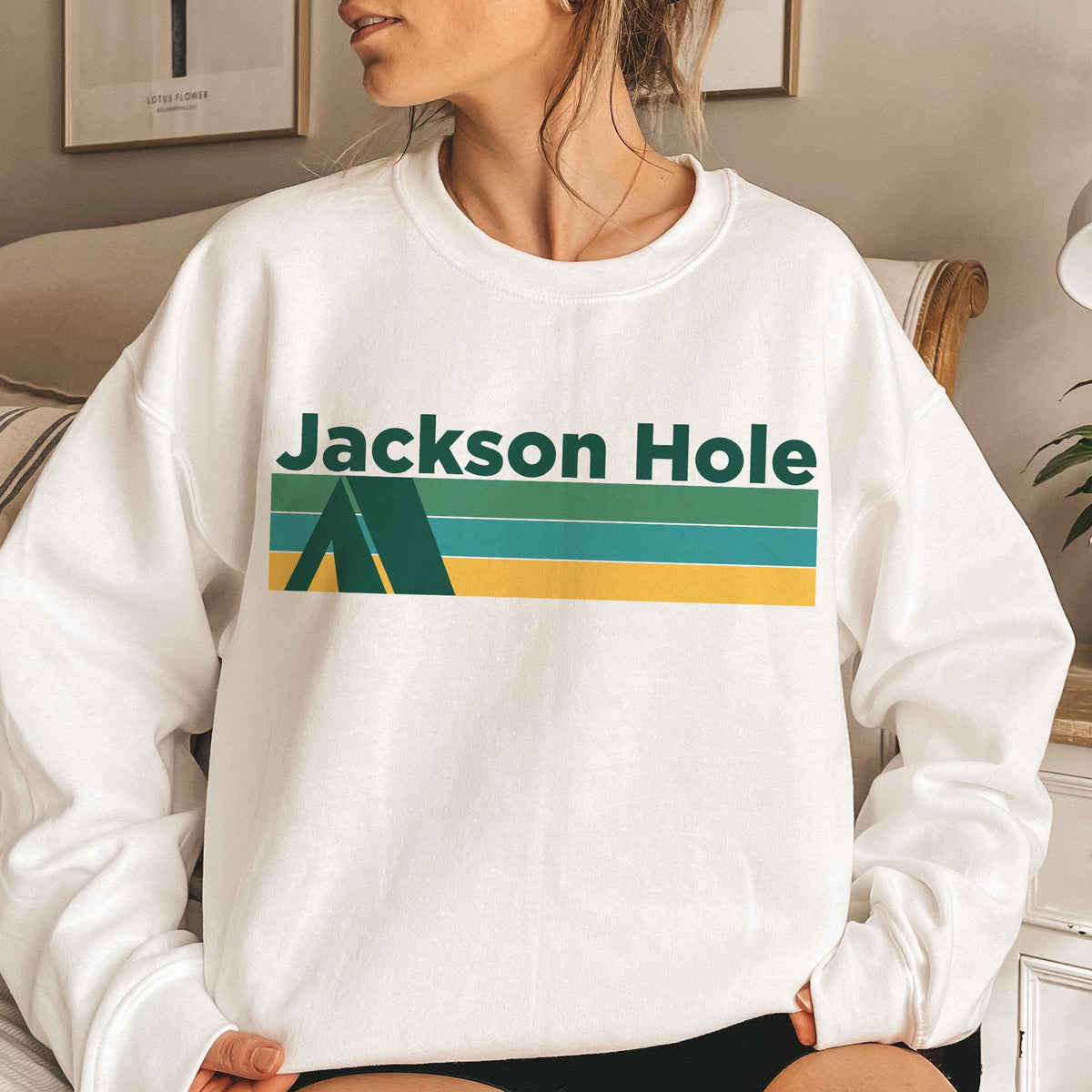 Jackson Hole Wyoming Sweatshirt Retro Camping Adult Unisex Crewneck Jackson Hole Sweatshirt Personalization Available Sweatshirt – Bold Style · Great Gift For Fans