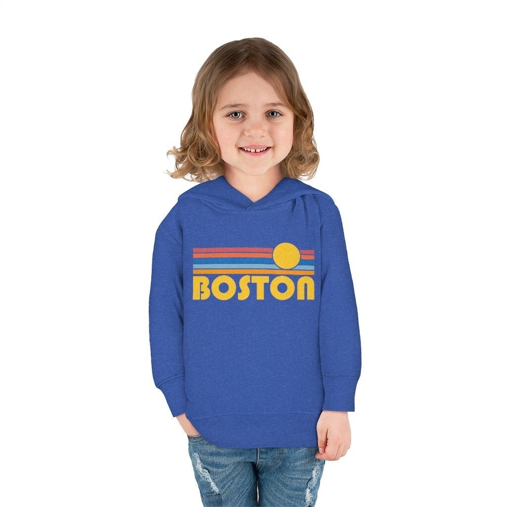 Boston Massachusetts Toddler Hoodie Retro Sunrise Unisex Boston Toddler Sweatshirt Personalization Available Hoodie – Fan Favorite · High-Quality Print