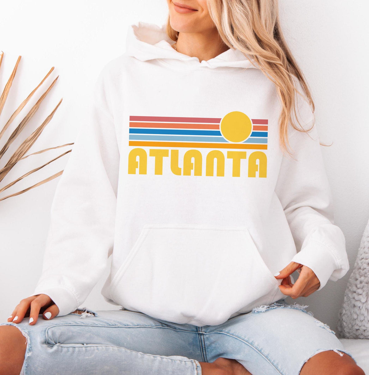 Atlanta Georgia Hoodie Retro Sunrise Unisex Atlanta Sweatshirt Personalization Available Hoodie – Aesthetic Look · Trending Graphic Apparel