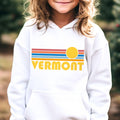 Vermont Youth Hoodie Retro Sunrise Vermont Youth Sweatshirt Personalization Available Hoodie – Soft Feel · High-Quality Print