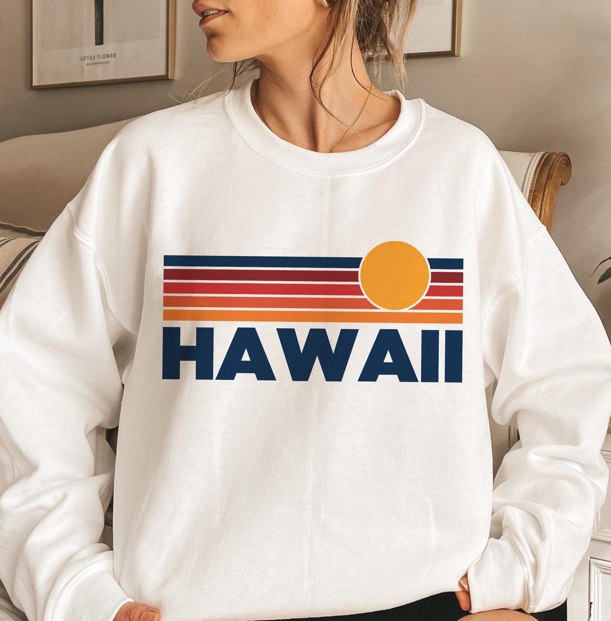 Hawaii Sweatshirt Retro Sun Unisex Vintage Hawaii Inspired Warm Pullover Jumper Personalization Available Sweatshirt – Easygoing Wear · Trending Graphic Apparel