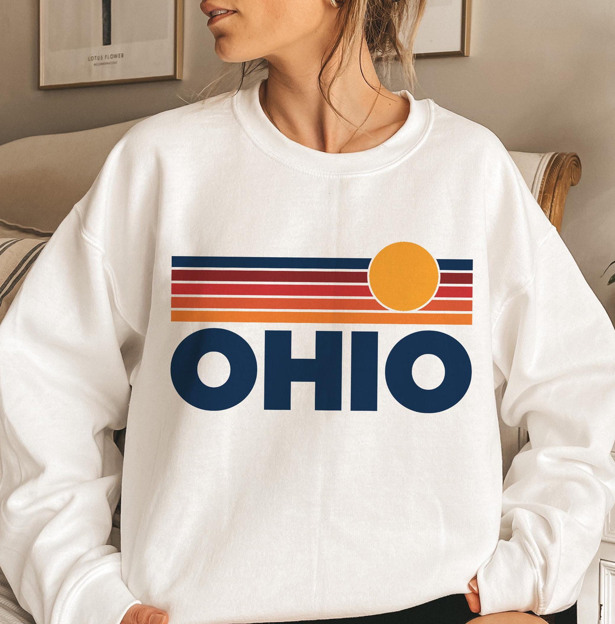 Ohio Sweatshirt Retro Sun Unisex Vintage Ohio Inspired Warm Pullover Jumper Personalization Available Sweatshirt – Feel-Good Design · High-Quality Print