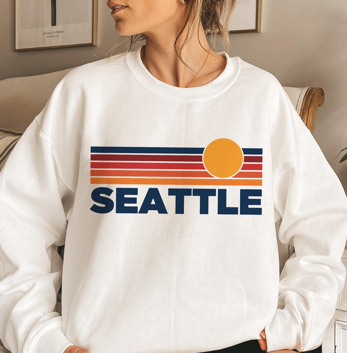 Seattle Washington Sweatshirt Retro Sun Unisex Seattle Vintage Inspired Warm Pullover Jumper Personalization Available Sweatshirt – Easygoing Wear · Trending Graphic Apparel