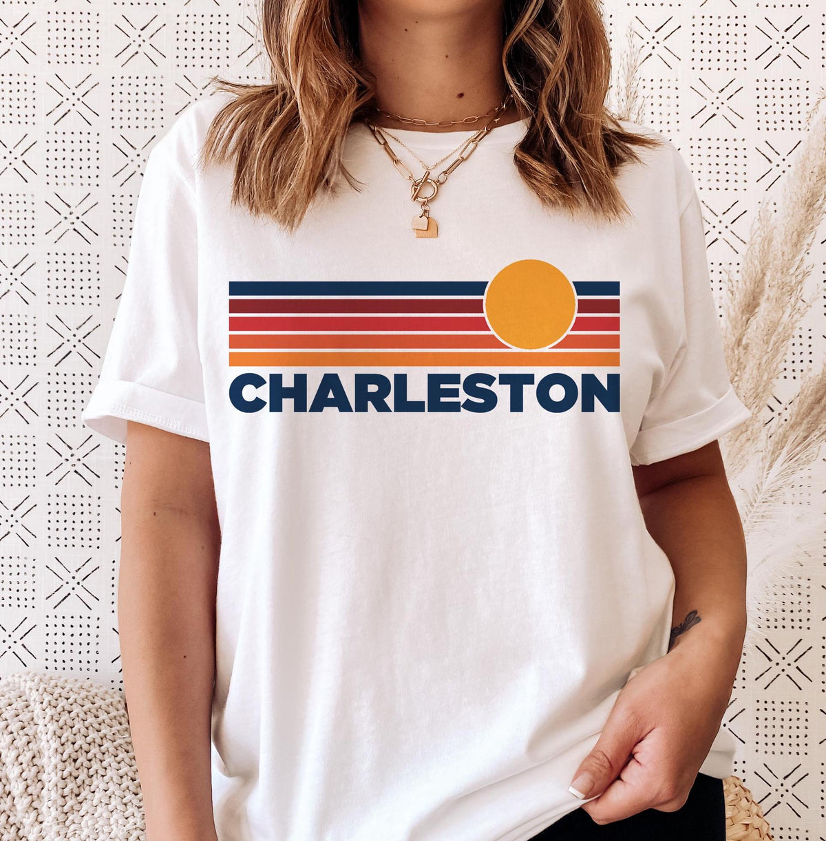 Charleston South Carolina TShirt Retro Sun Ombre Unisex Tee Vintage South Carolina Tee Mountain Sun Charleston Tee Souvenir Shirt Graphic Tee – Soft Feel · High-Quality Print
