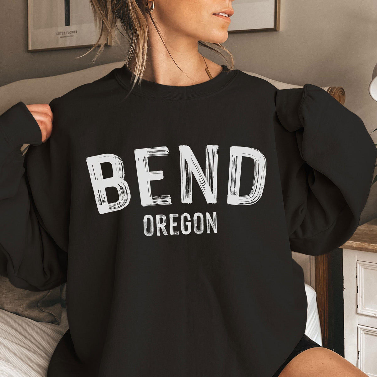 Bend Oregon Sweatshirt Paint Text Bend Sweatshirt Personalization Available Sweatshirt – Bold Style · Must-Have Style
