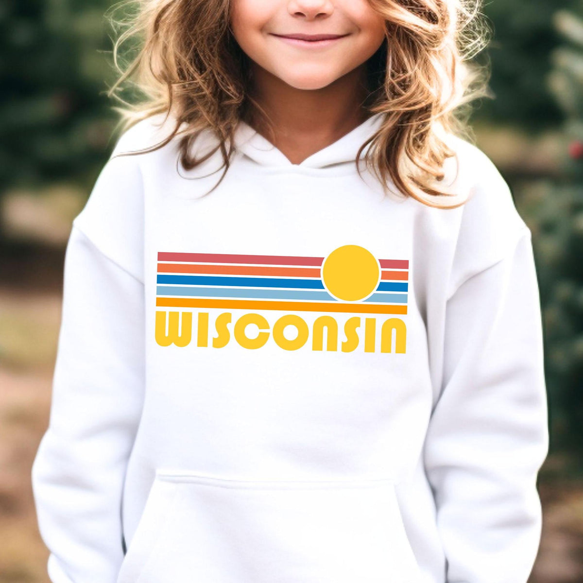 Wisconsin Youth Hoodie Retro Sunrise Wisconsin Youth Sweatshirt Personalization Available Hoodie – Aesthetic Look · Trending Graphic Apparel