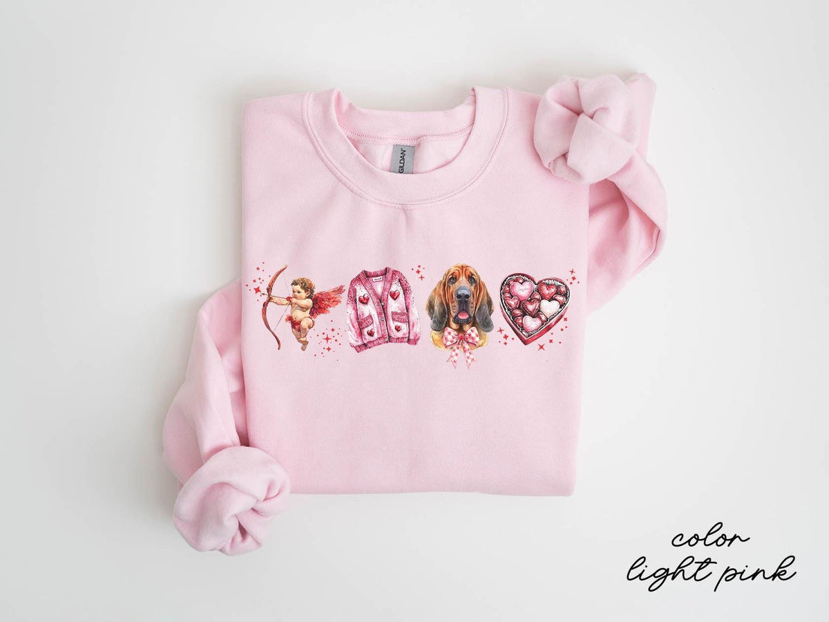 Bloodhound Dog Valentine39s Day Sweatshirt Bloodhound Dog Valentine39s Day Gifts Crewneck Shirt Women Sweatshirt – Soft Feel · High-Quality Print