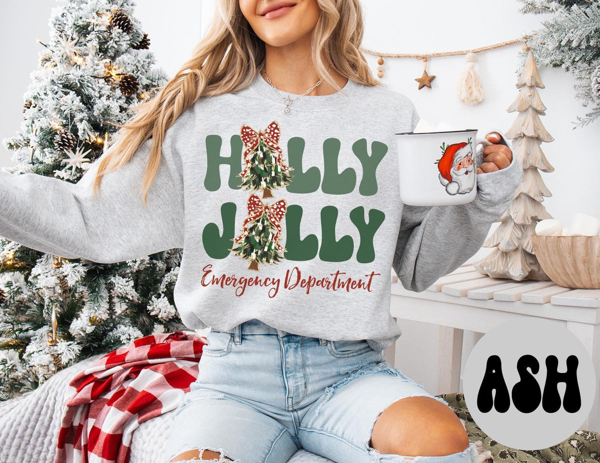 Emergency Department Christmas Sweatshirt Emergency Department Christmas Gifts Christmas Tree Brushstroke Crewneck Sweater Shirt Women Sweatshirt – Soft Feel · Must-Have Style