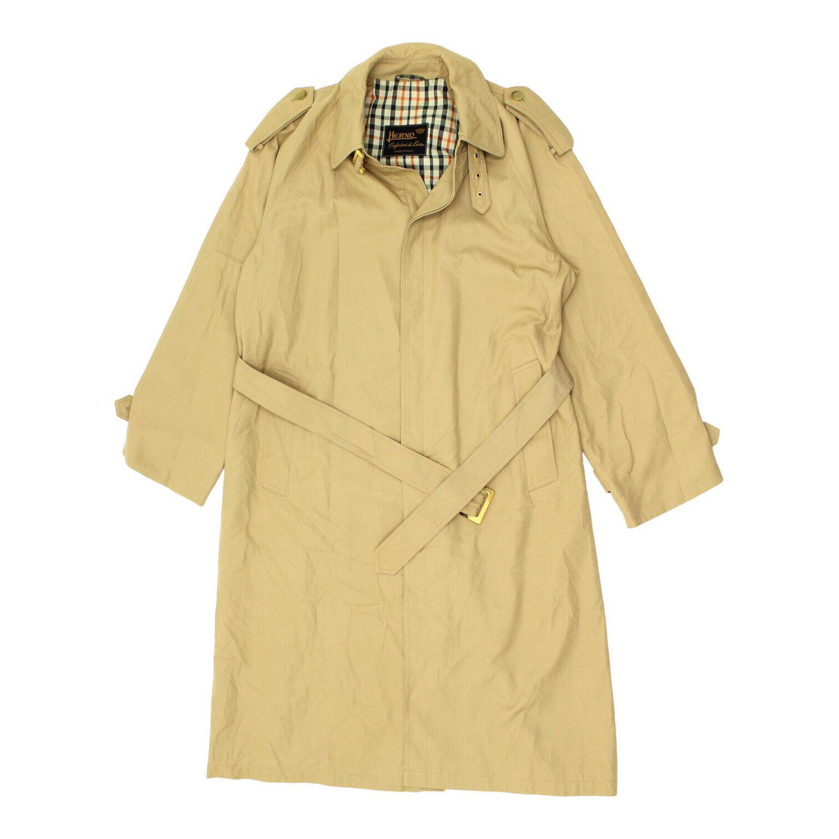 Herno Womens Long Beige Overcoat Vintage High End Designer Trench Coat VTG Graphic Tee – Warm & Stylish · Great Gift For Fans
