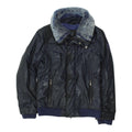 Belstaff Womens Navy Fur Collared Jacket Vintage High End Designer Coat VTG Graphic Tee – Aesthetic Look · Trending Graphic Apparel