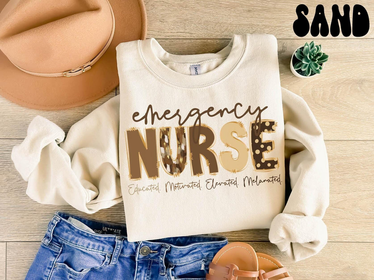 Melanated Emergency Nurse Life Sweatshirt Black ER Nurse Gifts Black History Month Crewneck Shirt Women Sweatshirt – Warm & Stylish · Great Gift For Fans