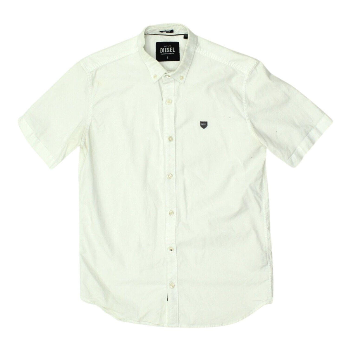Diesel Mens White Short Sleeve Button Down Collar Stretch Shirt Designer VTG Graphic Tee – Soft Feel · High-Quality Print