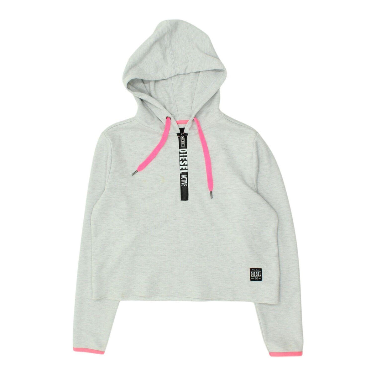 Diesel Womens Grey Cropped Half Zip Hoodie Vintage Casual Designer Hoody VTG Hoodie – Bold Style · Must-Have Style