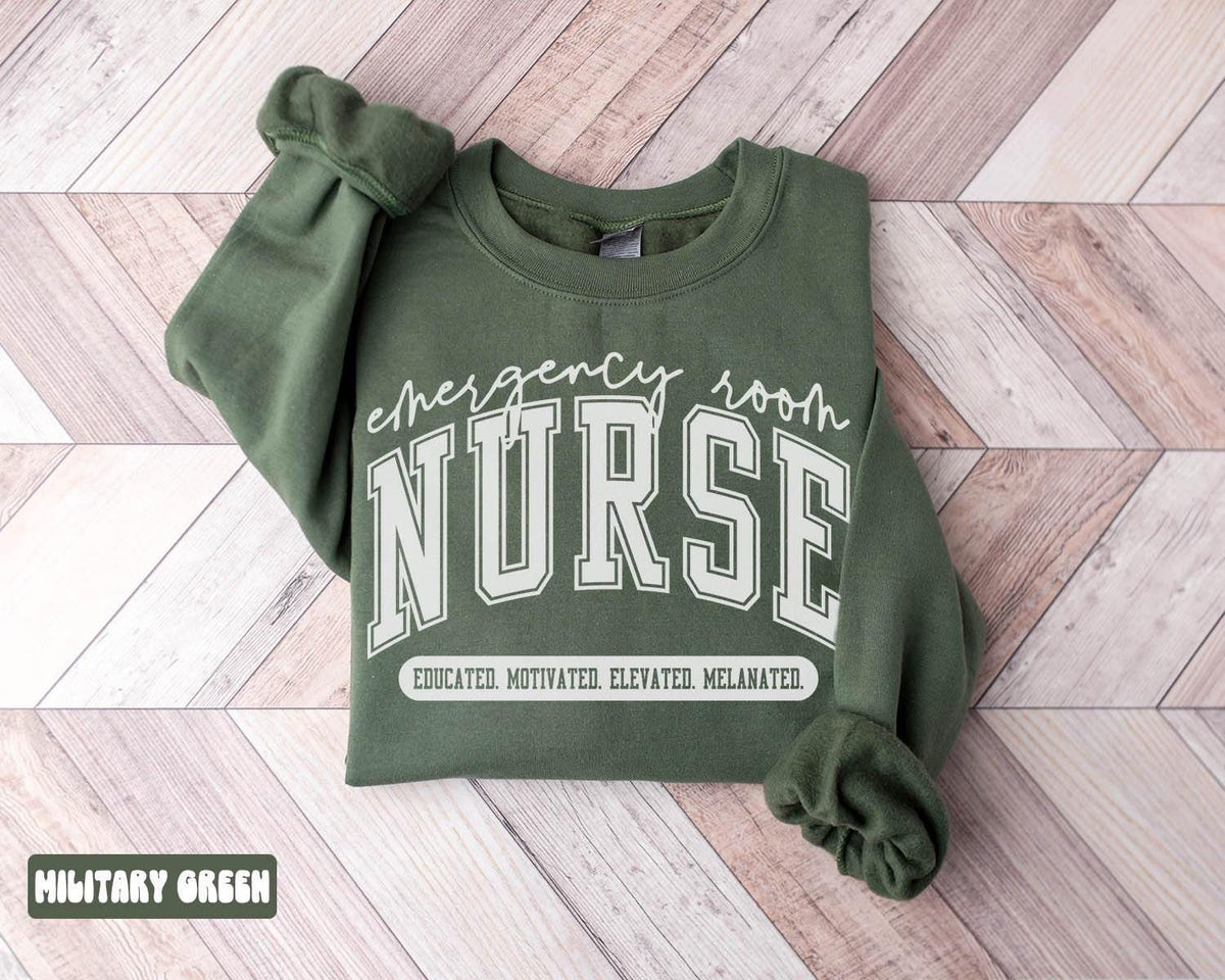 Melanated ER Nurse Sweatshirt Black Emergency Room Nurse Gifts Graduation Gifts Black History Month Crewneck Shirt Women Sweatshirt – Cozy Vibes · Top Pick For Any Outfit