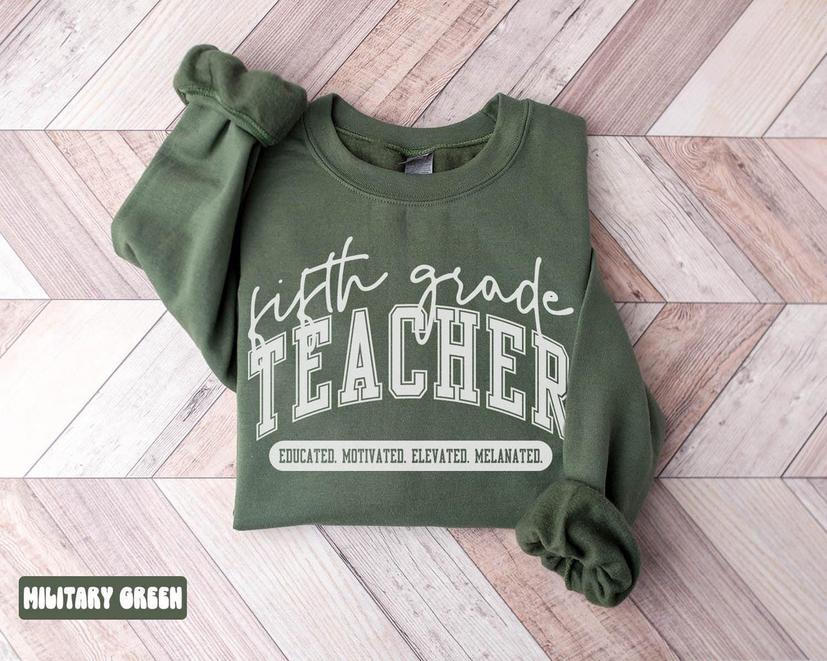 Melanated Fifth Grade Teacher Sweatshirt Black 5th Grade Teacher Gifts Graduation Gifts Black History Month Crewneck Shirt Women Sweatshirt – Warm & Stylish · High-Quality Print