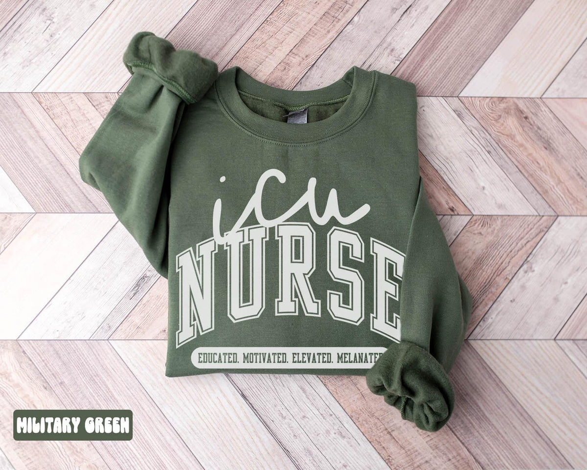 Melanated ICU Nurse Sweatshirt Black ICU Nurse Gifts Graduation Gifts Black History Month Crewneck Shirt Women Sweatshirt – Warm & Stylish · Top Pick For Any Outfit