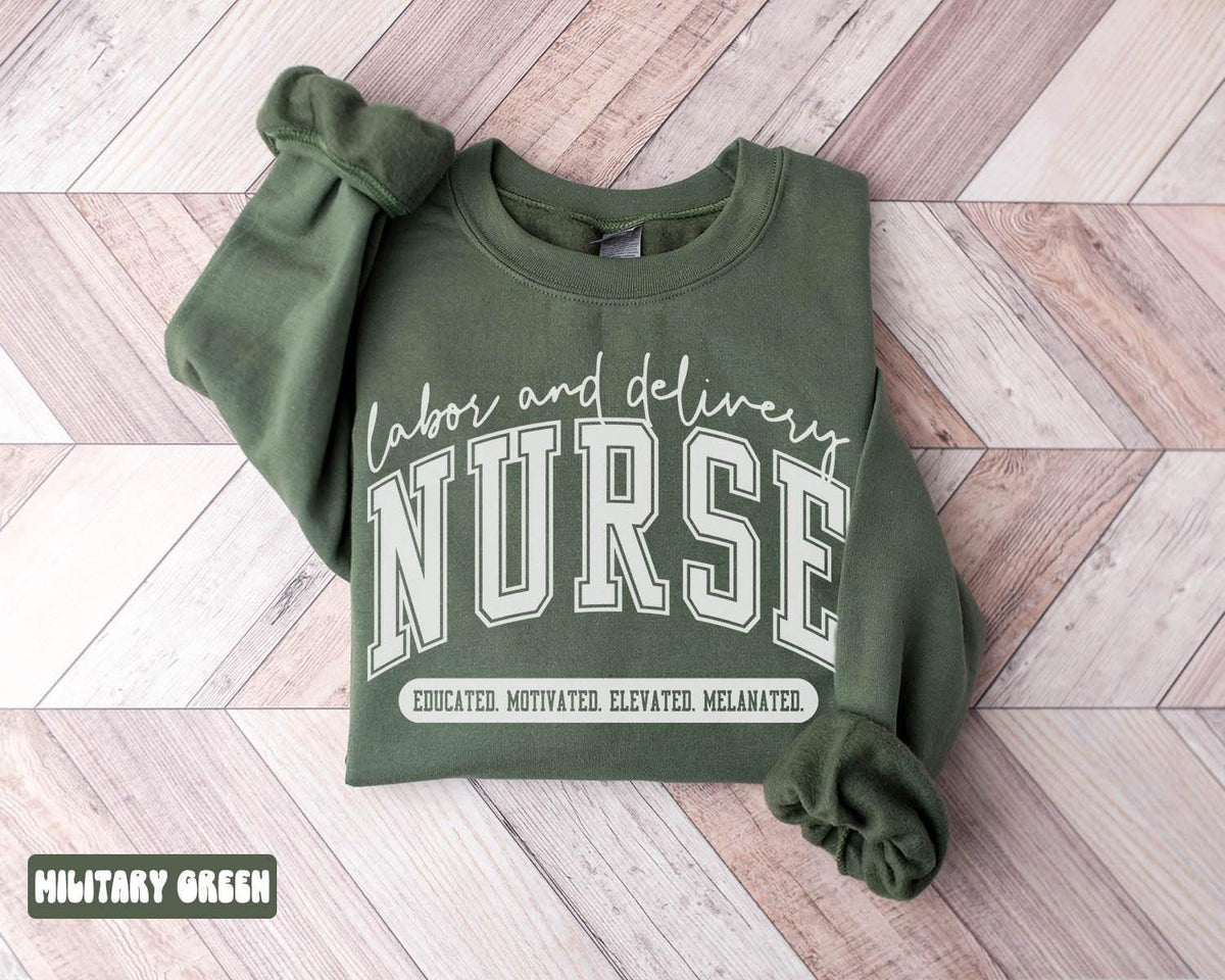 Melanated LAD Nurse Sweatshirt Black Labor and Delivery Nurse Gifts Graduation Gifts Black History Month Crewneck Shirt Women Sweatshirt – Premium Graphic · Top Pick For Any Outfit