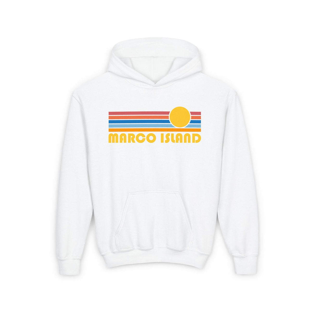 Marco Island Florida Youth Hoodie Retro Sun Marco Island Youth Sweatshirt Personalization Available Hoodie – Bold Style · Must-Have Style