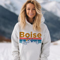 Boise Hoodie Retro Mountain Sun Unisex Boise Hoodie Sweatshirt Personalization Available Hoodie – Soft Feel · Top Pick For Any Outfit