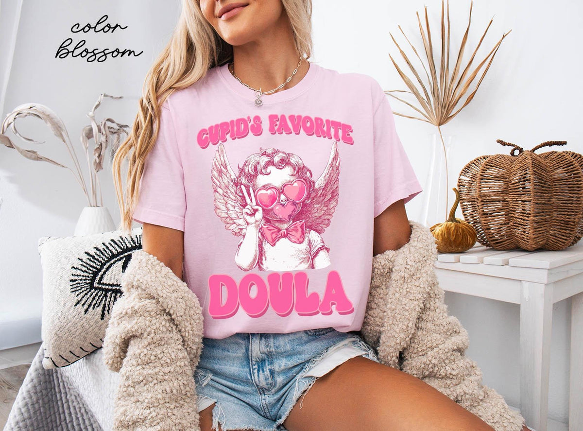 DOULA Valentine39s Day Shirt DOULA Valentine39s Day Gifts Cupid Tshirt Valentine39s Day Tee Women Graphic Tee – Bold Style · Must-Have Style